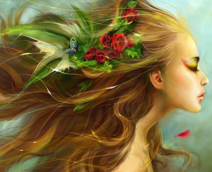 Kobiety fantasy - kobieta_kwiatki_motyl.jpg