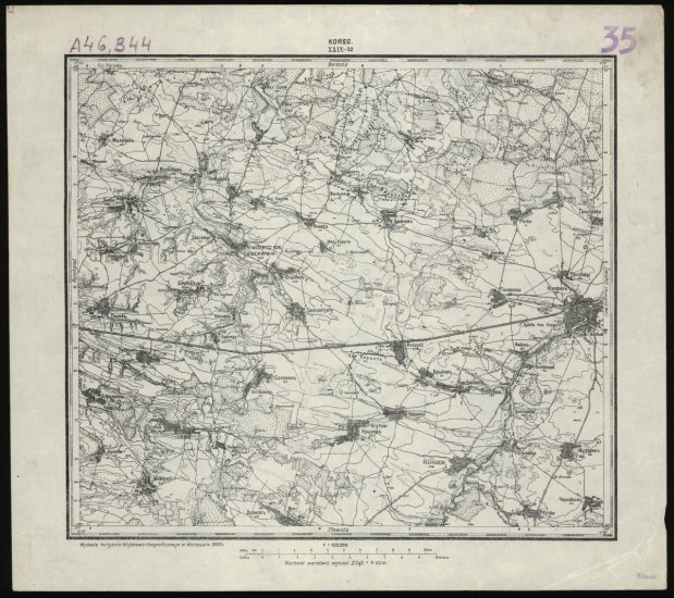 Mapa taktyczna Polski 1_100 000 - przedruki map zaborczych w cięciu rosyjskim - XXIX-22_KOREC_IWG_1920.jpg