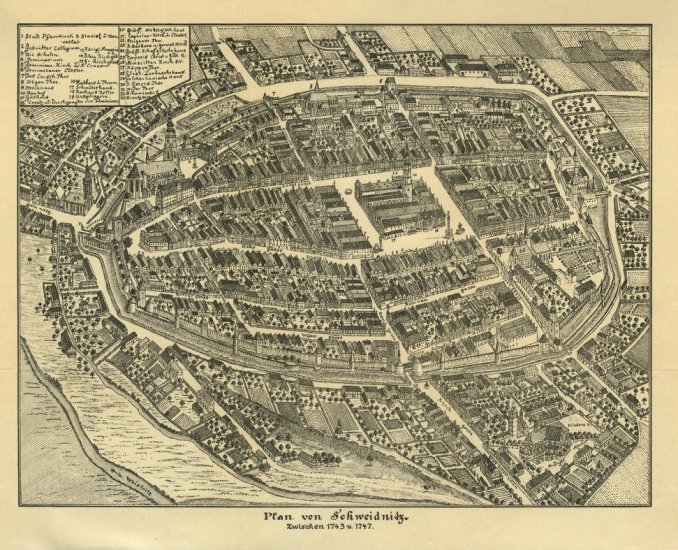 stare plany miast - Plan_von_Schweidnitz_1743_1747wydruk.jpg