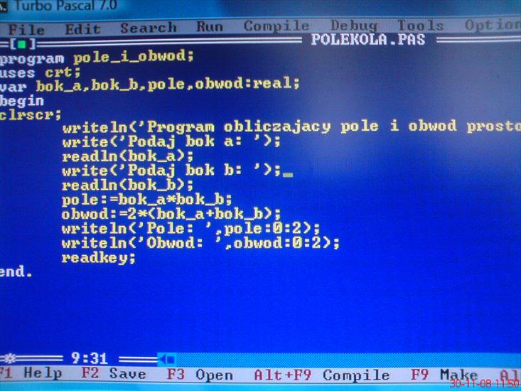 Pascal - Program pole i obwód prostokąta001.jpg